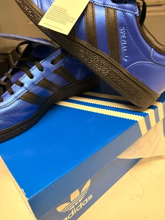 adidas Blue Metallic Trefoil Sneakers with Black Accents - Picture 2 of 3